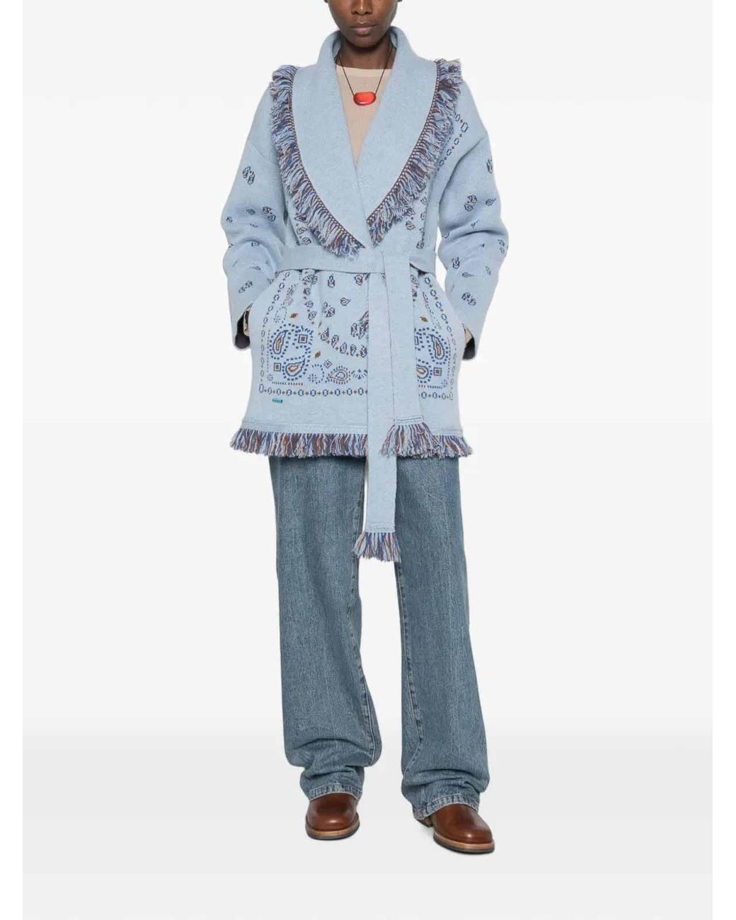 Alanui Blue Bandana Jaquard Cardigan