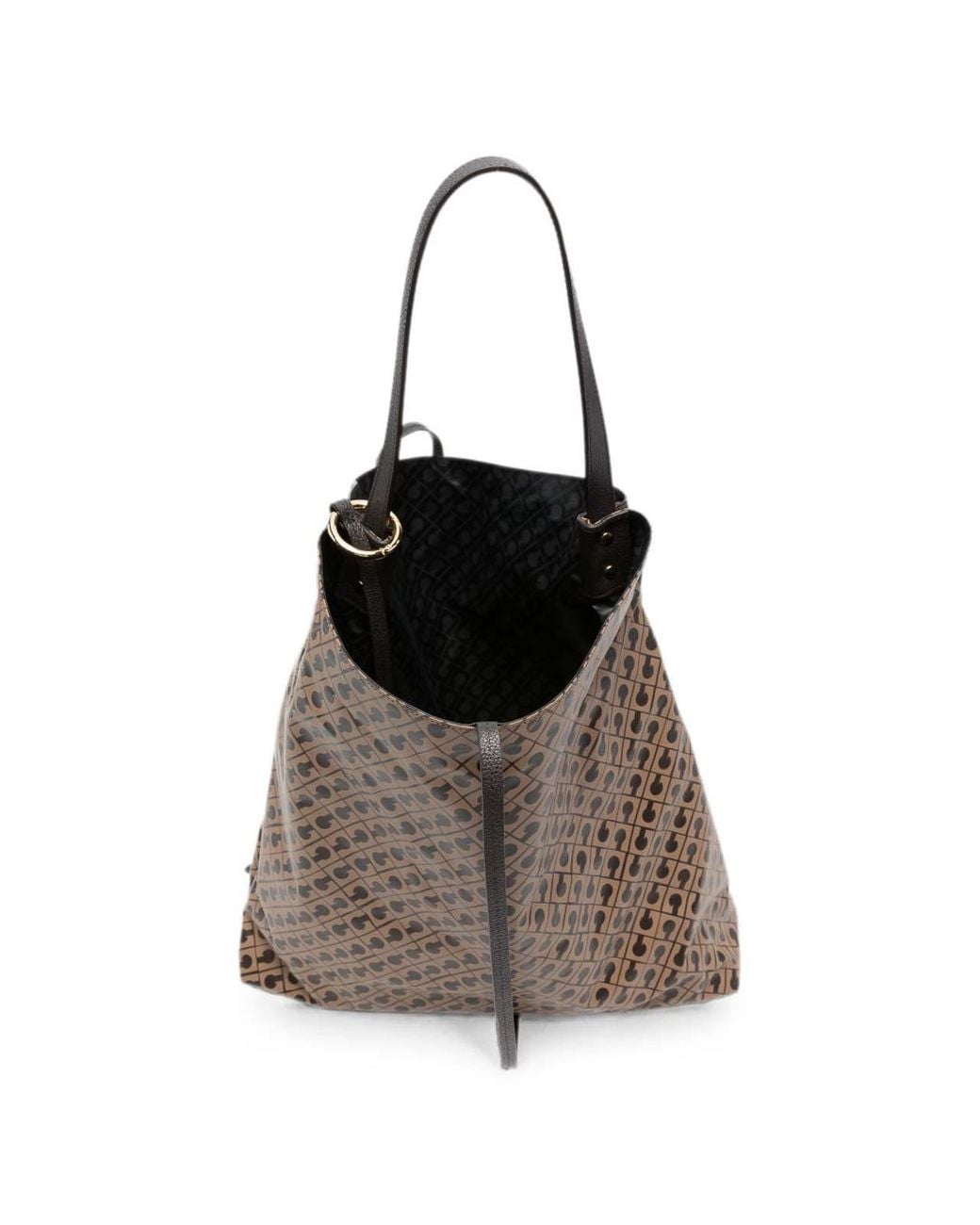 Gherardini Brown Hobo Toffee Bag With All-Over Logo