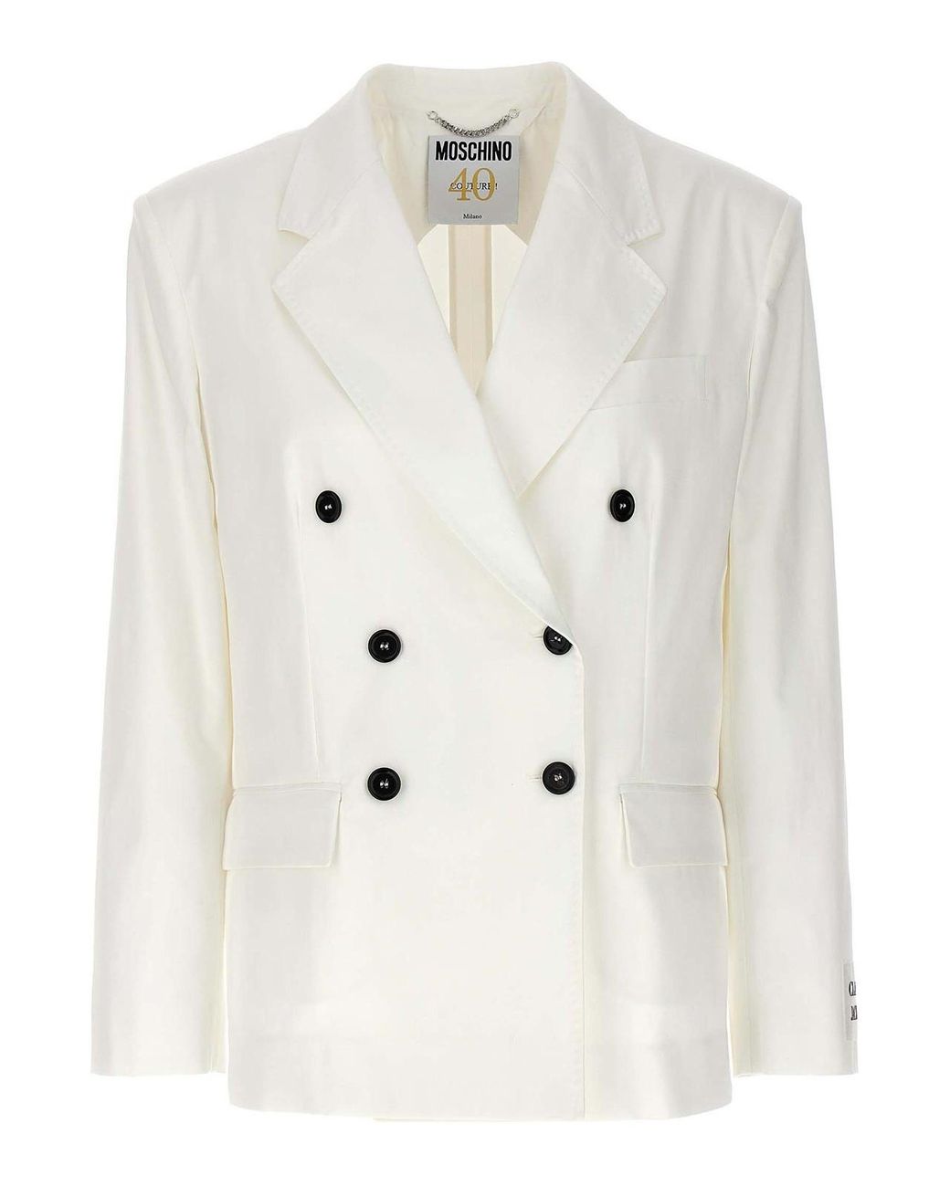 Moschino Natural Double-Breasted Blazer