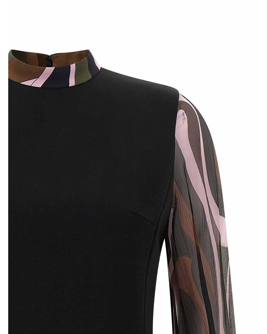 Emilio Pucci Black Marmo Print Cady Dress