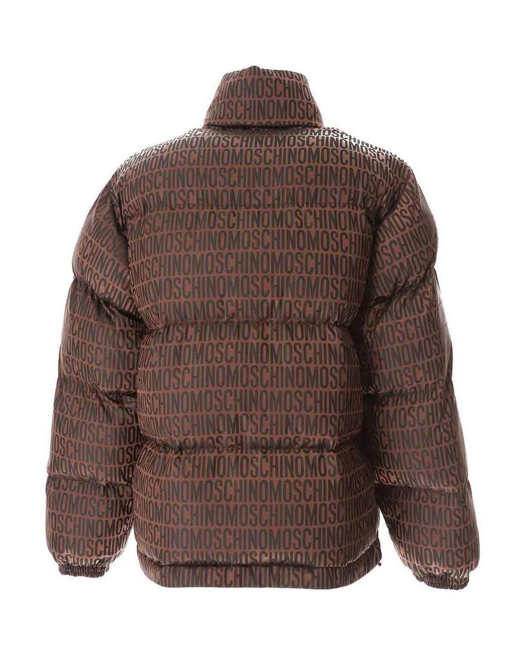 Moschino Brown Logo Duffle Coat for men