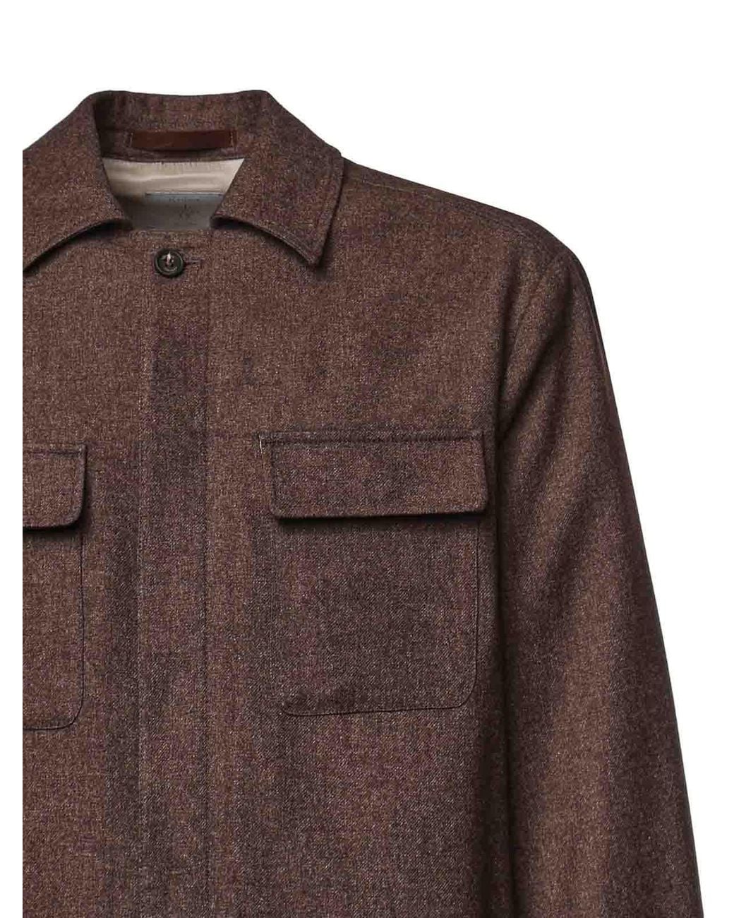 Eleventy Brown Wool Blend Overshirt for men