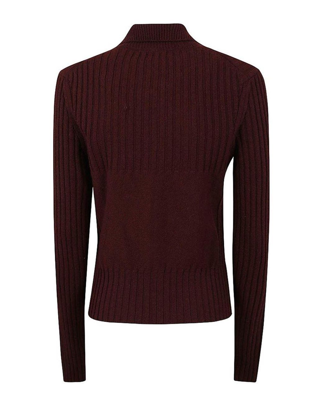 Victoria Beckham Red Ribbed Merino Wool Sweater With Zip