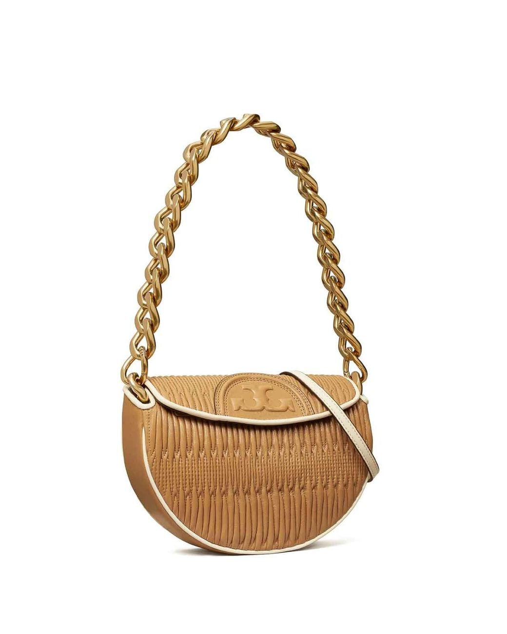 Tory Burch White Fleming Crescent Moon Mini Bag