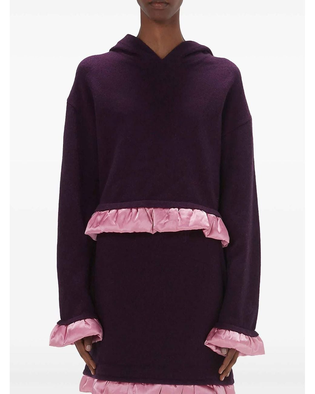 J.W. Anderson Purple Satin-Trimmed Cropped Hoodie
