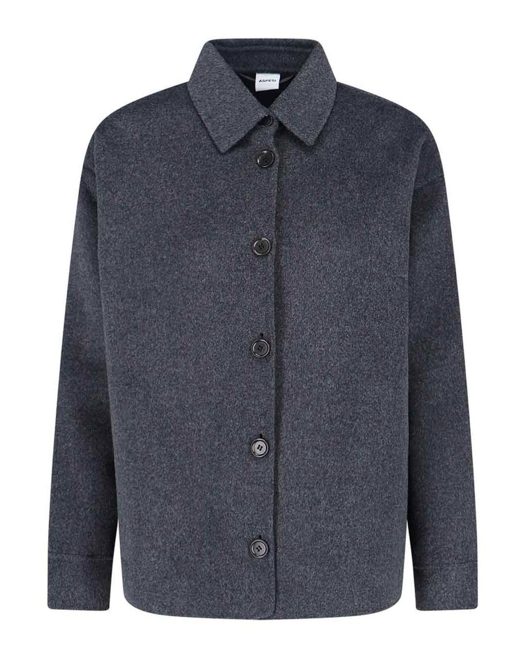 Aspesi Blue Wool Shirt Jacket
