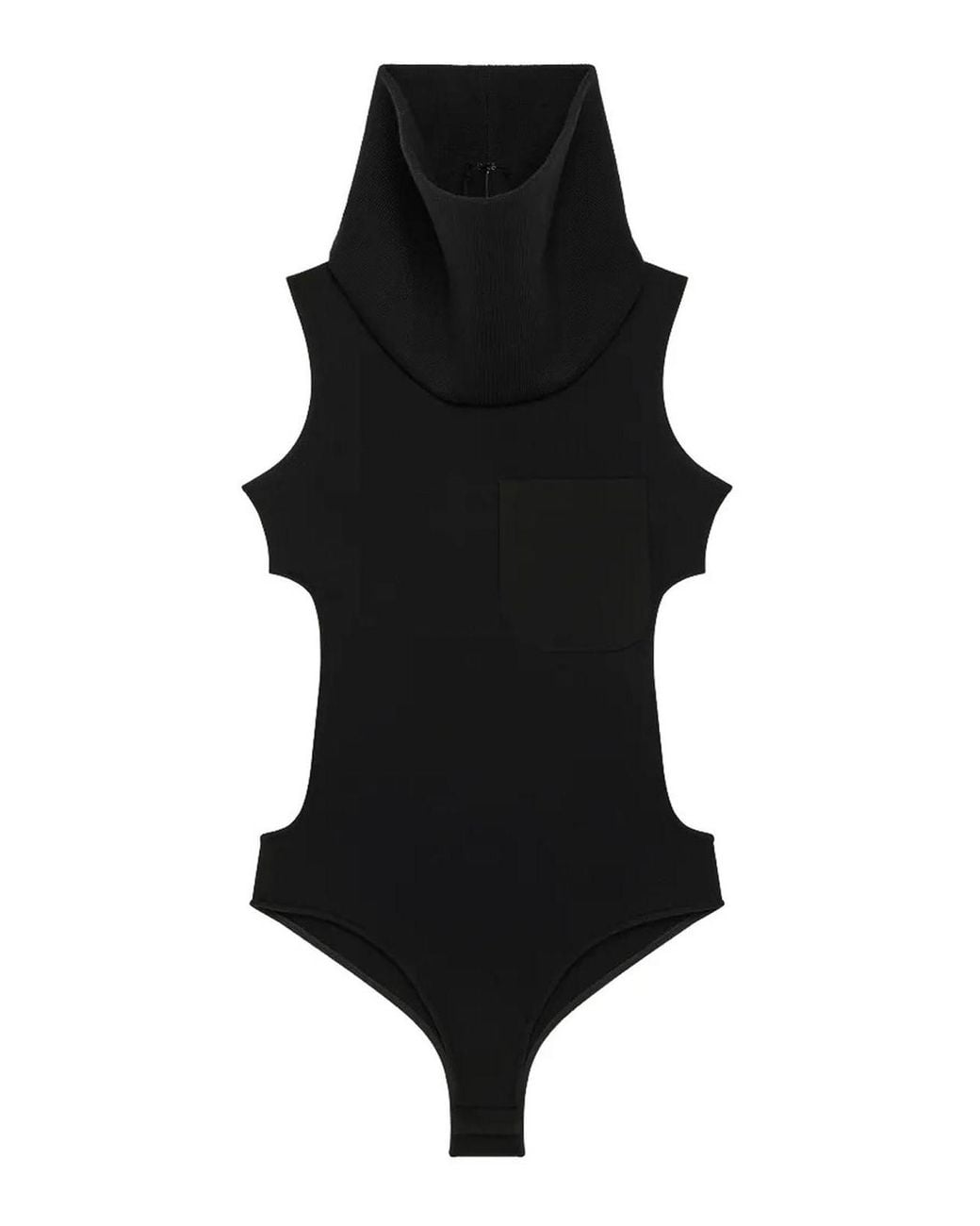 Courreges Black Top Cut-Out Collar Bodysuit