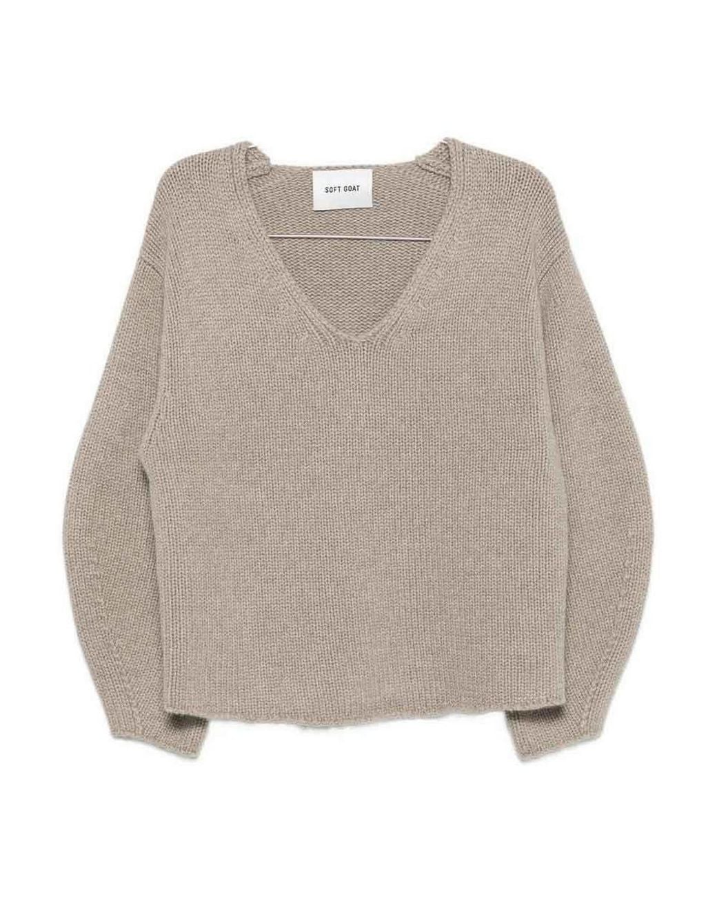 Soft Goat Natural Cashmere V-Necked Sweater