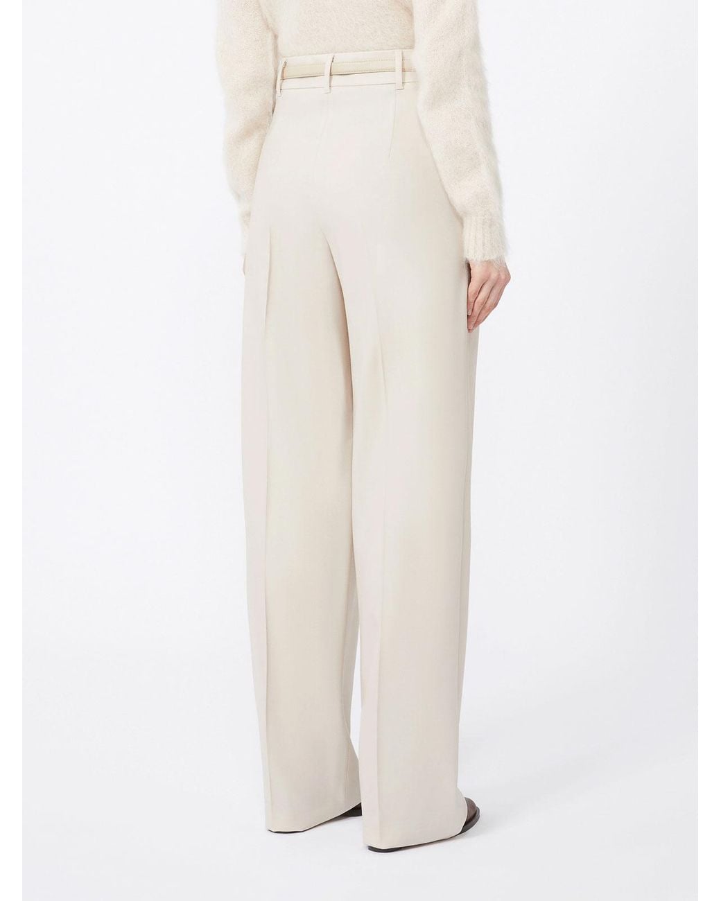 Max Mara Natural Entrata Wool Twill Trousers By