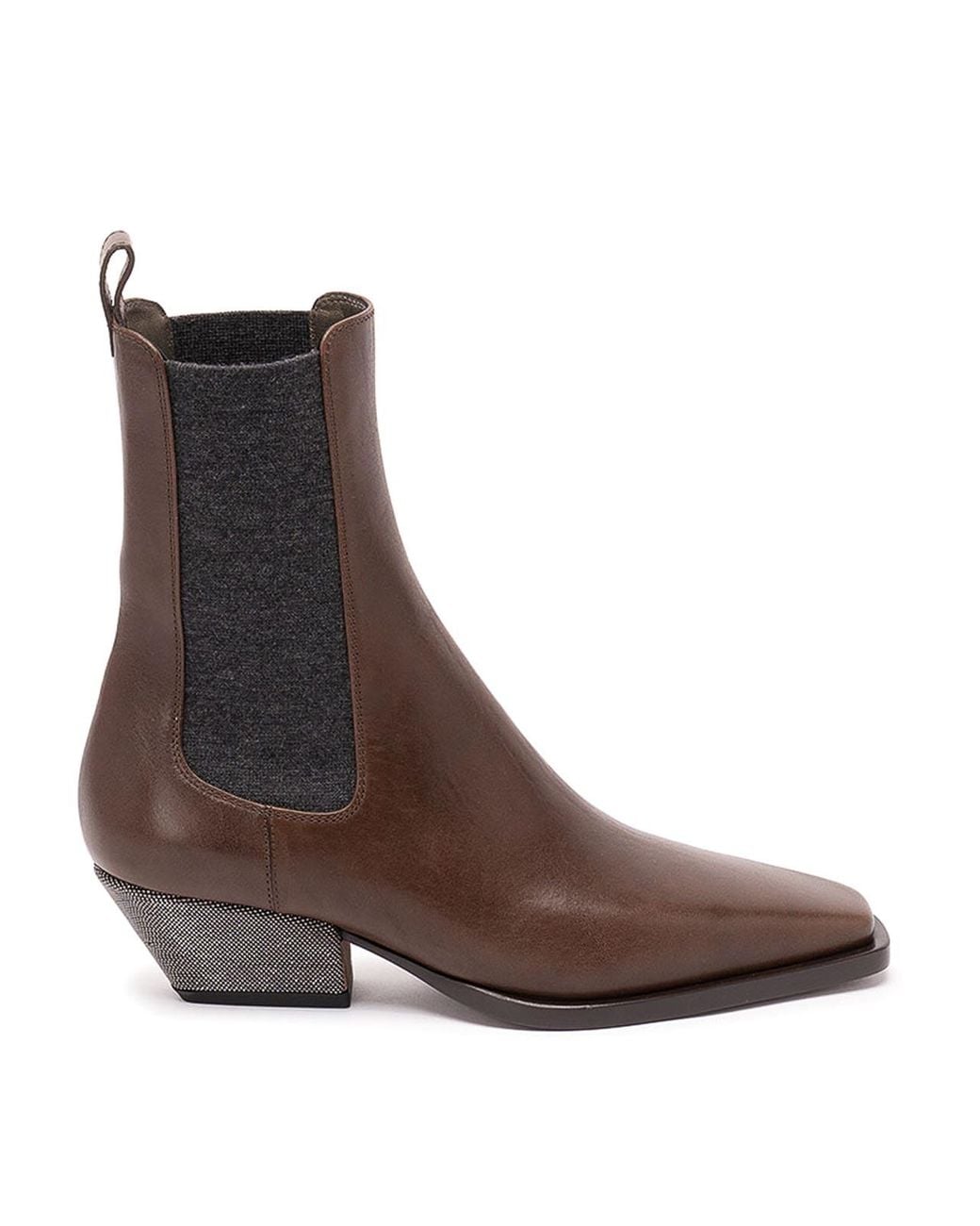 Brunello Cucinelli Brown Ankle Boots With Heels