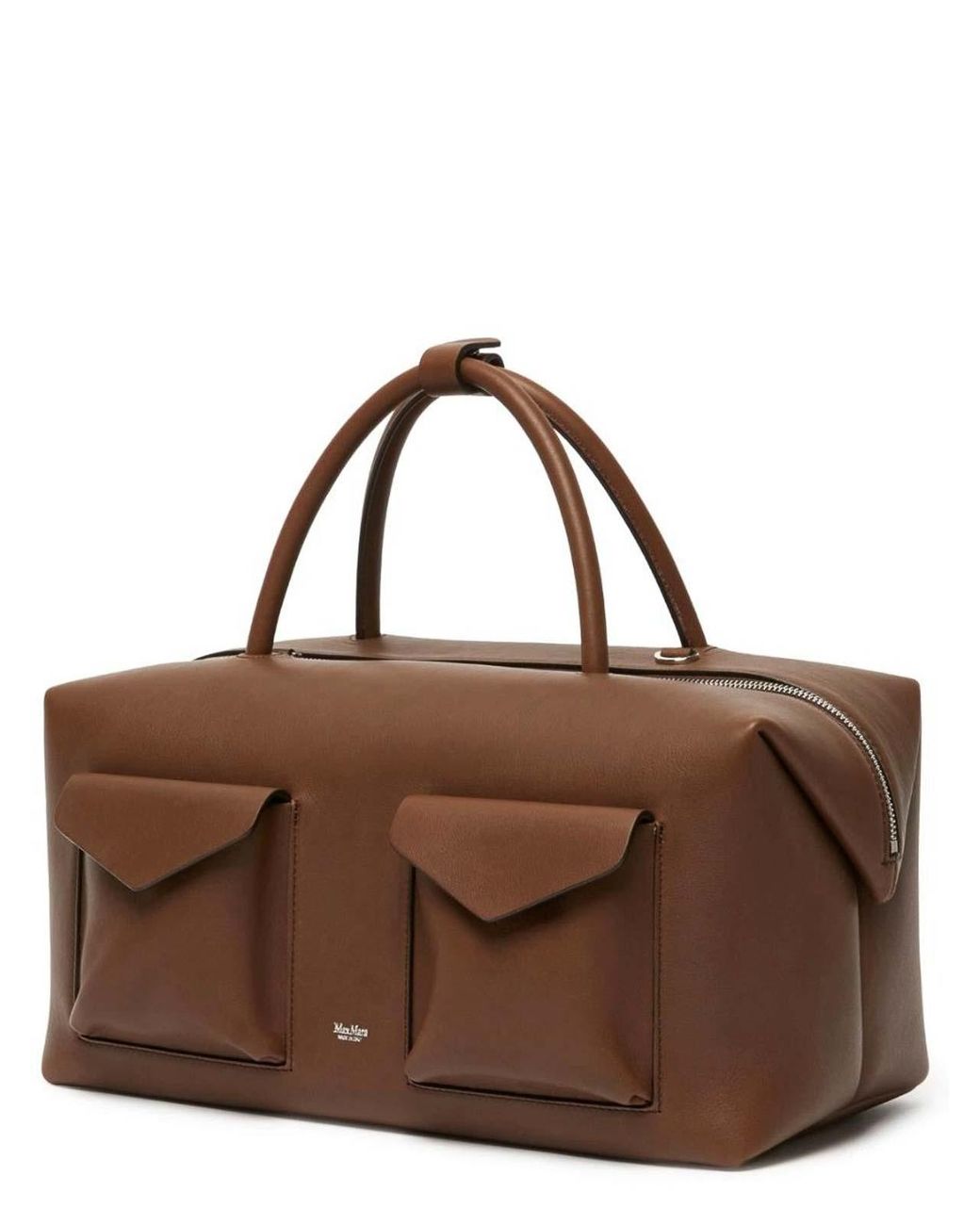 Max Mara Brown Large Leather Satchel Bag With Pockets