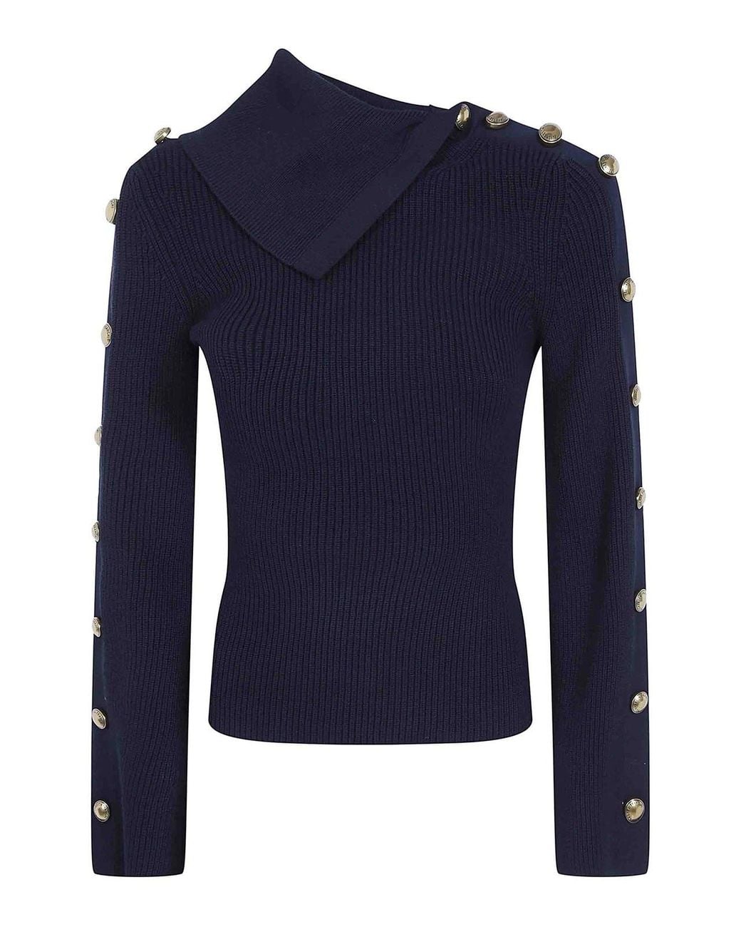 Elisabetta Franchi Blue Tricot Round Neck Sweater