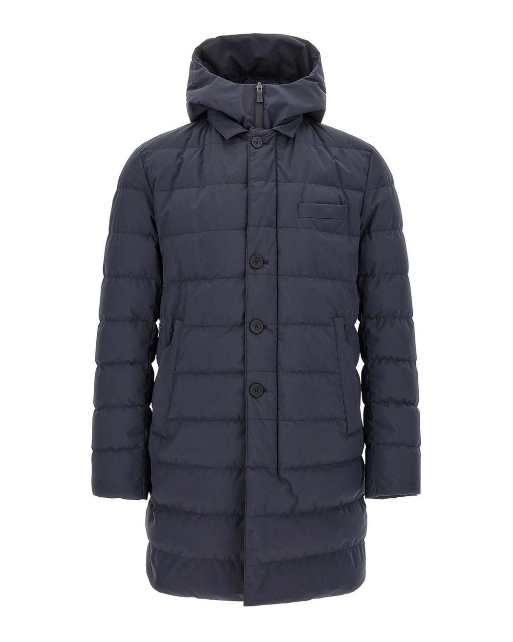 Herno Blue Technical Hooded Puffer Jacket for men