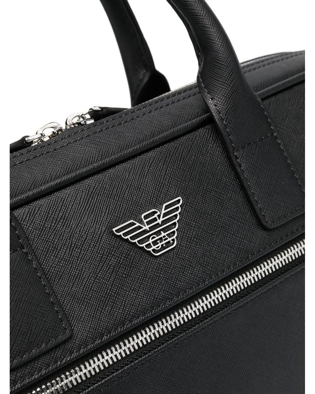Emporio Armani Black Logo-Plaque Laptop Case for men