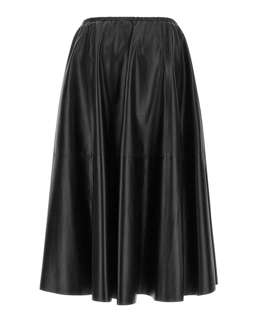 Alberta Ferretti Black Leather Skirt