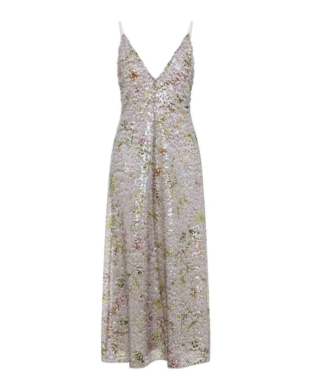 Alberta Ferretti Gray Paillettes Long Dress