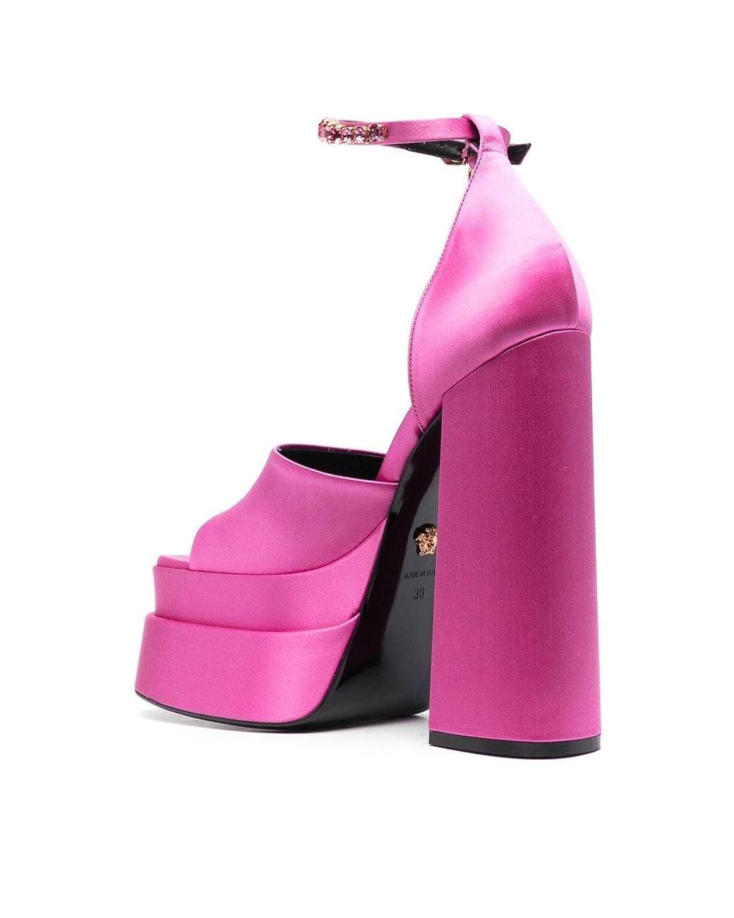 Versace Pink Medusa Charm Platform Sandals