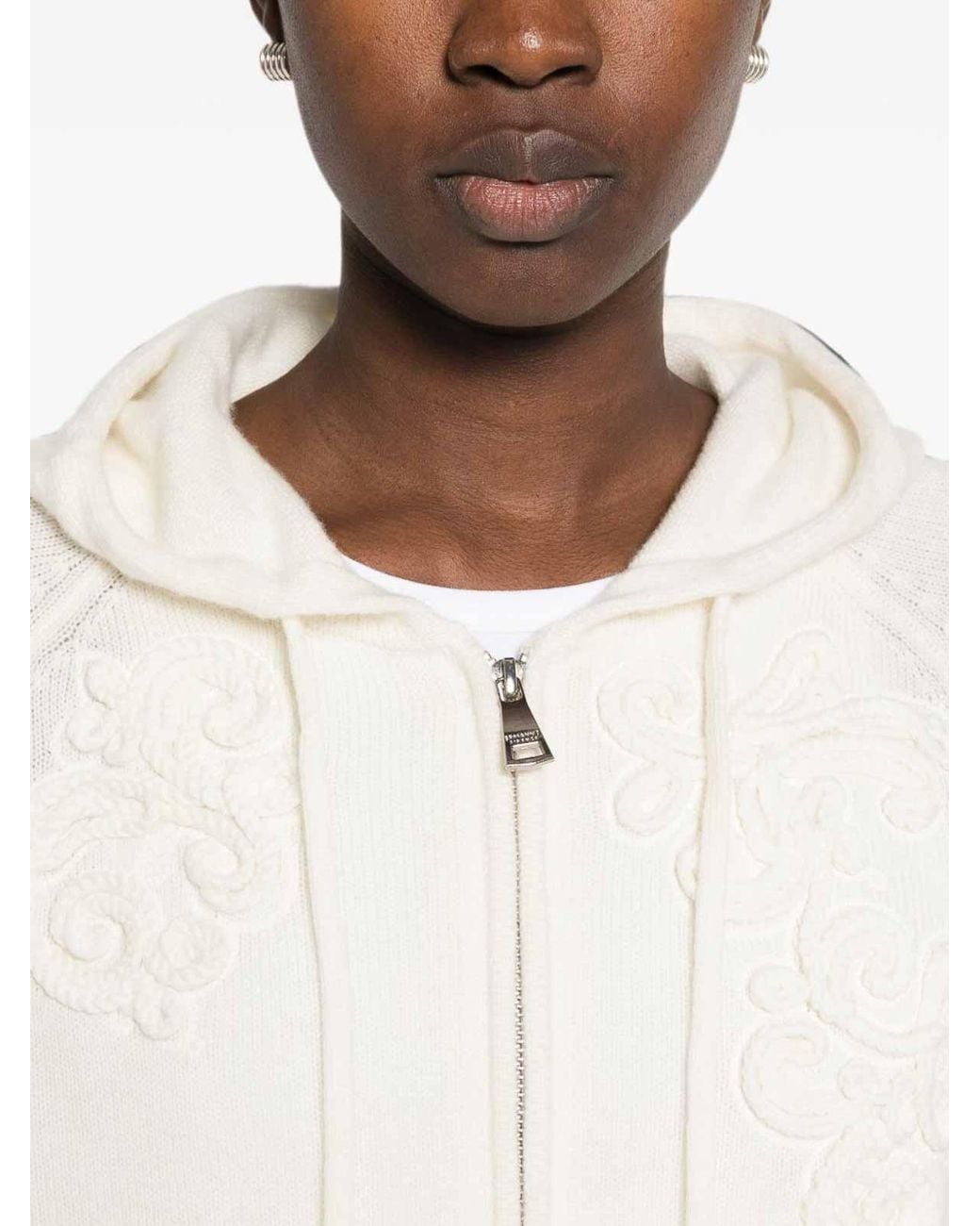ERMANNO FIRENZE White Wool And Cashmere Hoodie