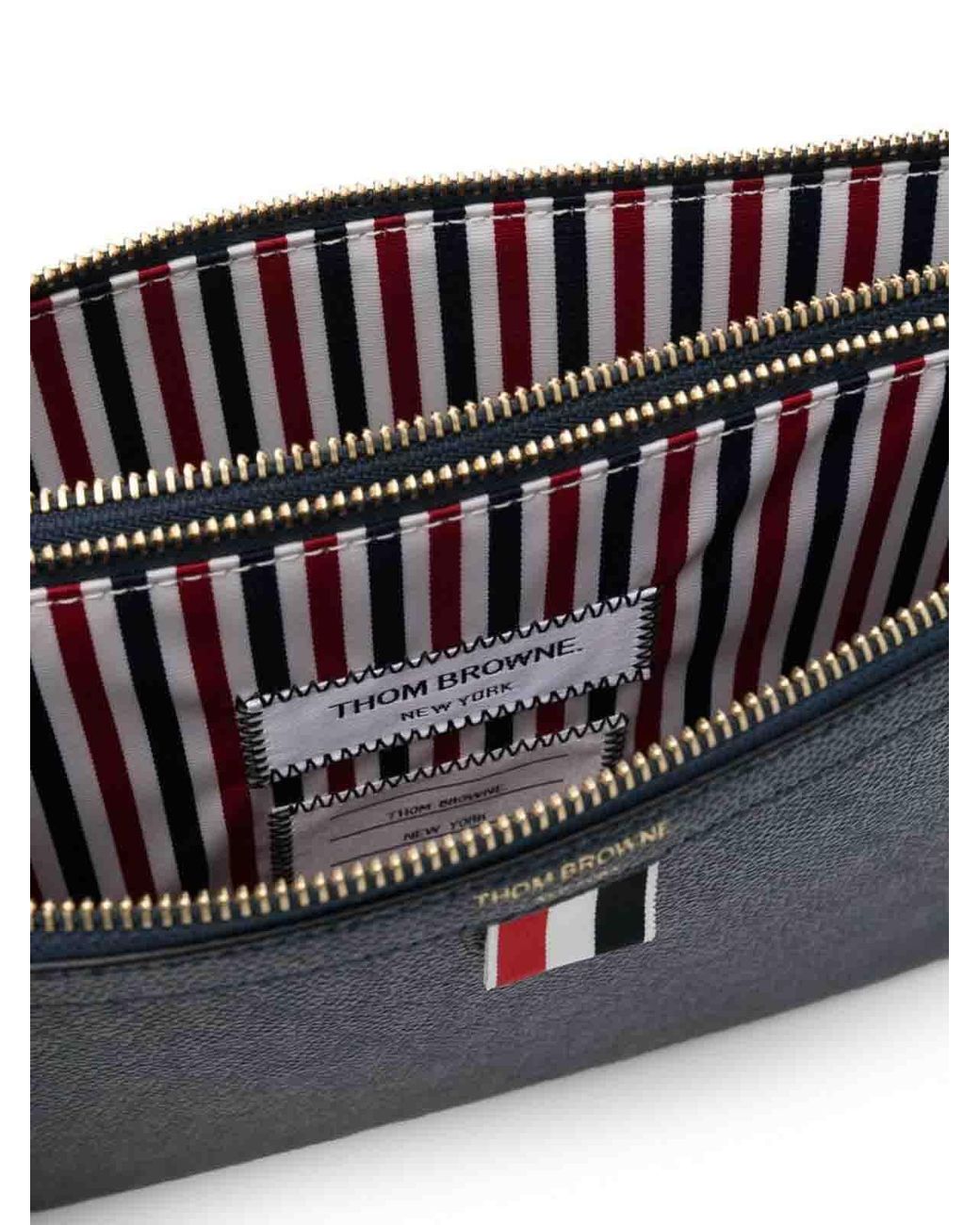 Thom Browne Black Logo-Print Leather Cross Body Bag