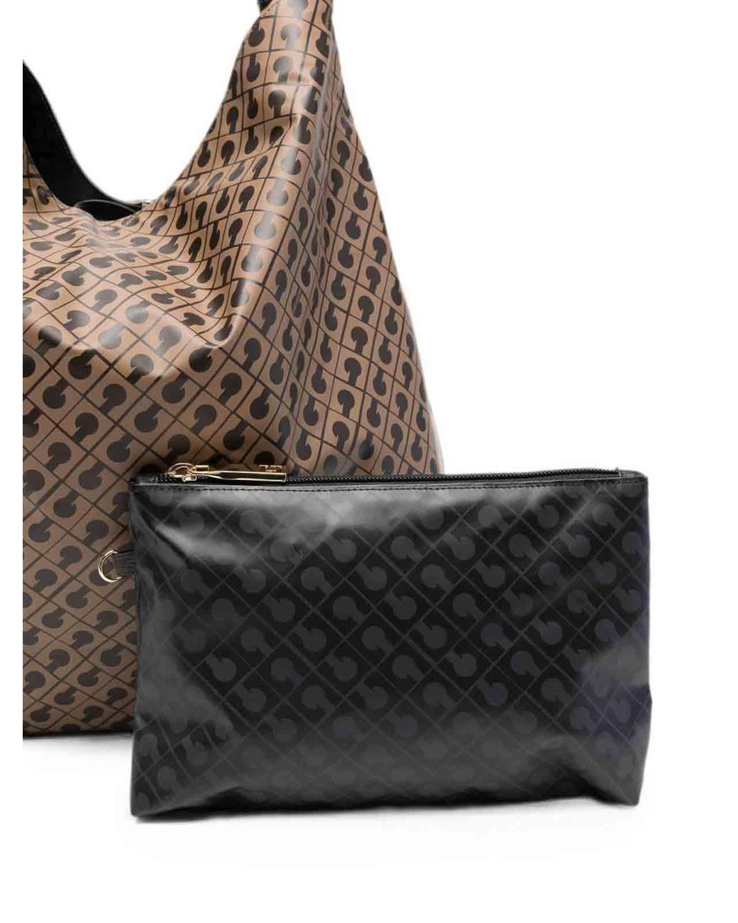 Gherardini Brown Hobo Toffee Bag With All-Over Logo