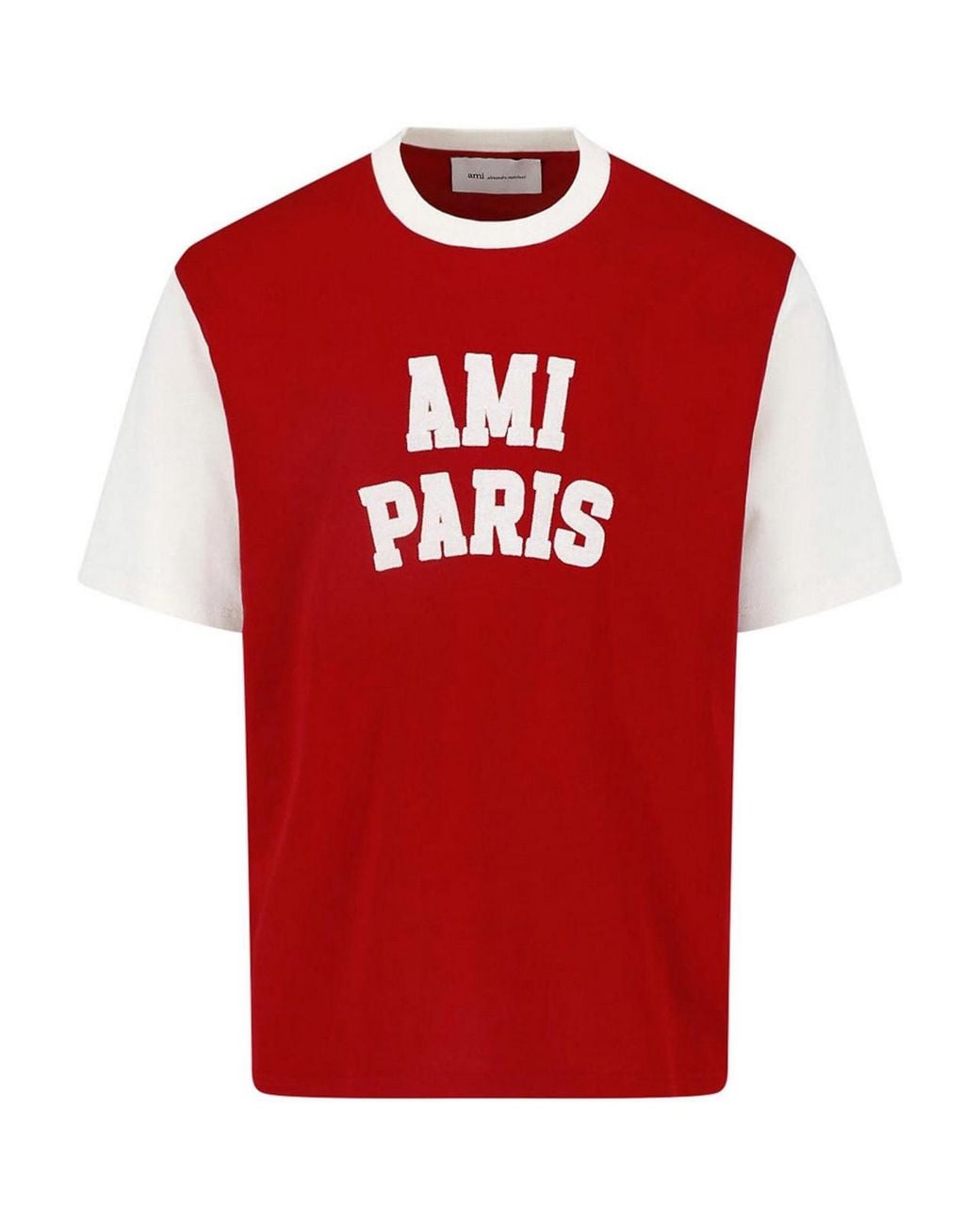 AMI Red Printed Logo T-Shirt for men