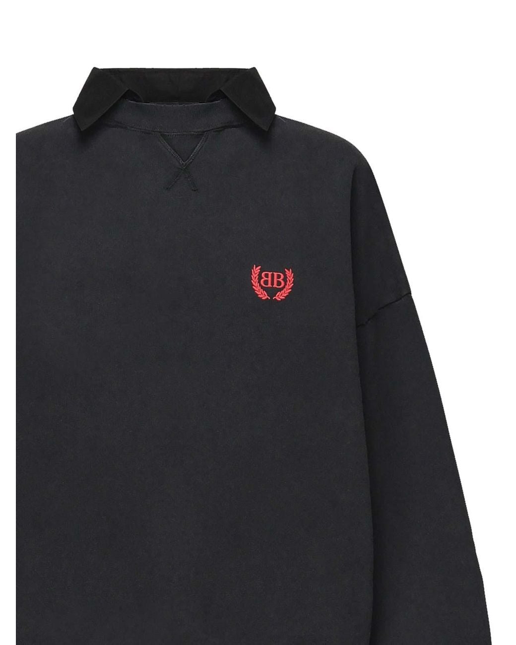 Balenciaga Blue Embroidered Polo Collar Top