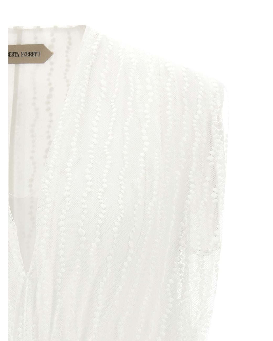 Alberta Ferretti White Asymmetrical Tulle Top