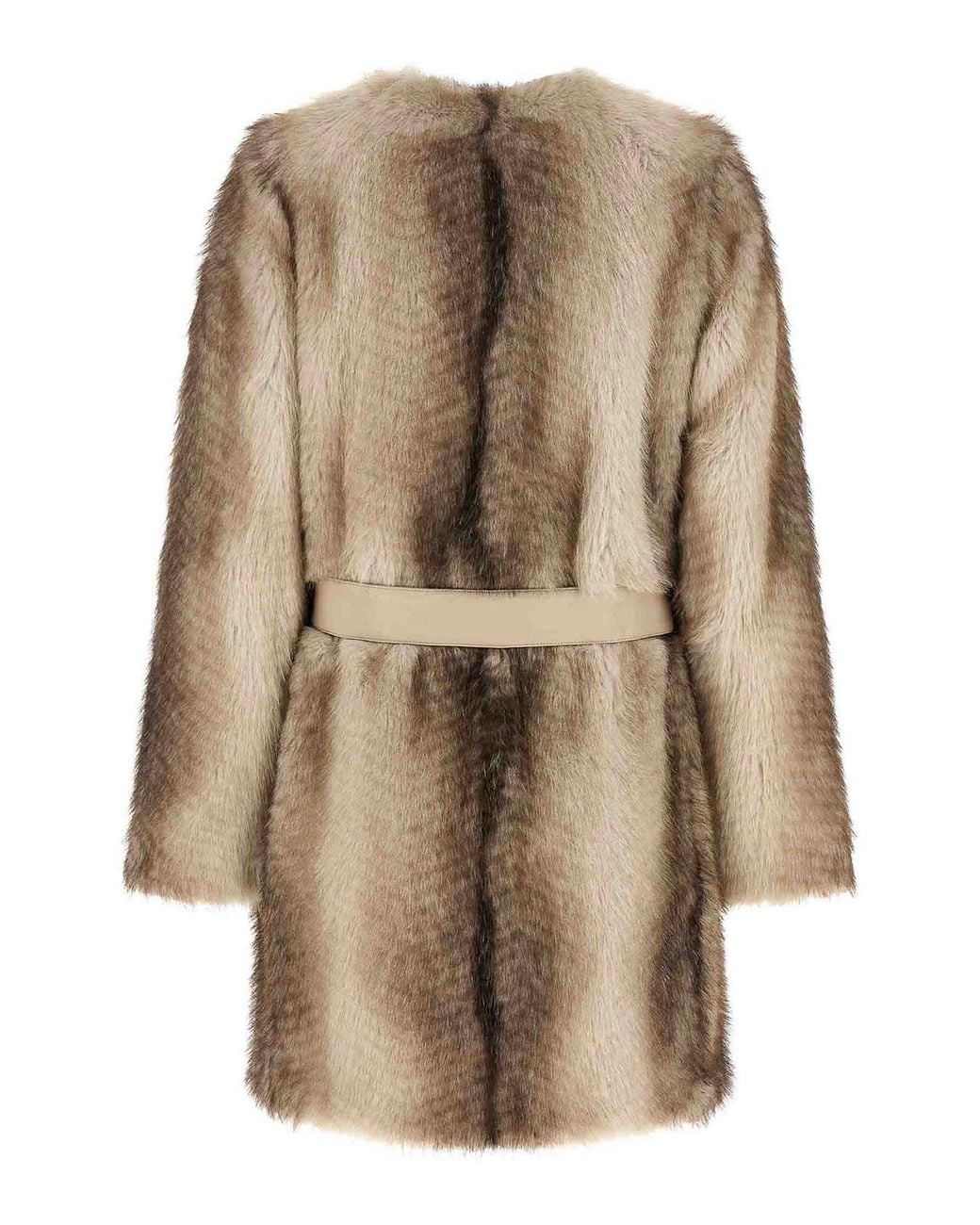 Twinset Brown Eco-Fur Coat