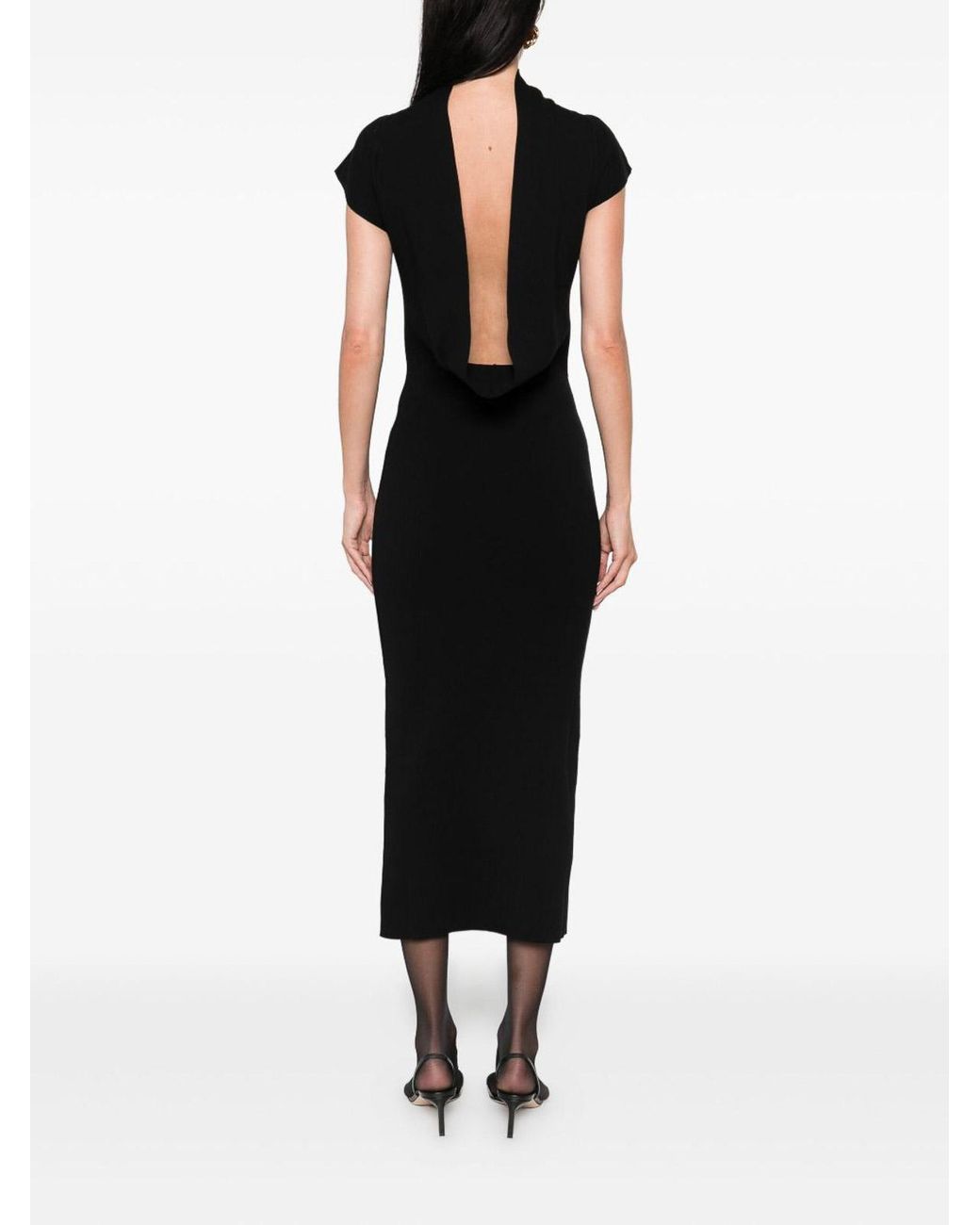 Alberta Ferretti Black Long Fitted Viscose Dress By