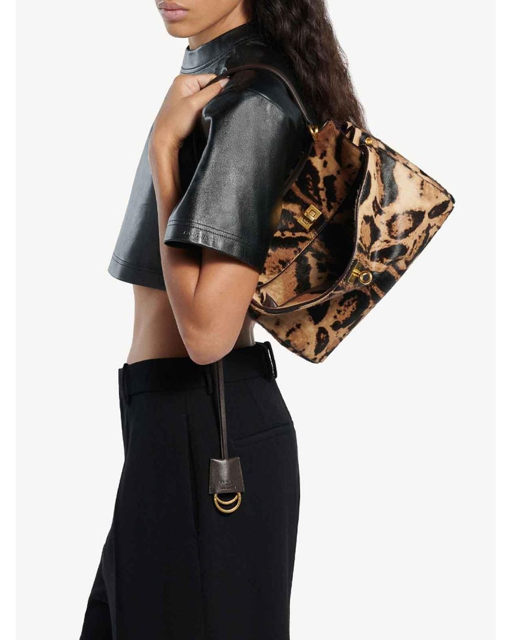 Balenciaga Small Rodeo Leopard Pony-Effect Leather Bag in Black | Lyst UK
