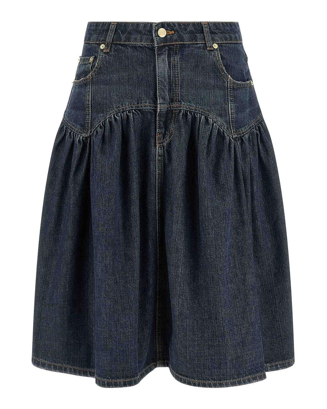 Ganni Blue Slub Denim Skirt