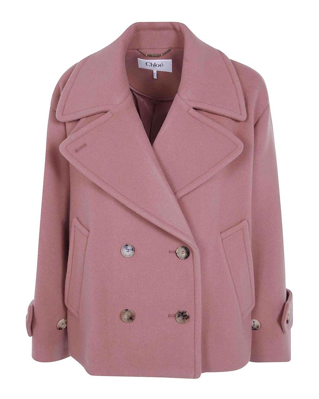 Chloé Pink Turtle Neck Military Split Coat