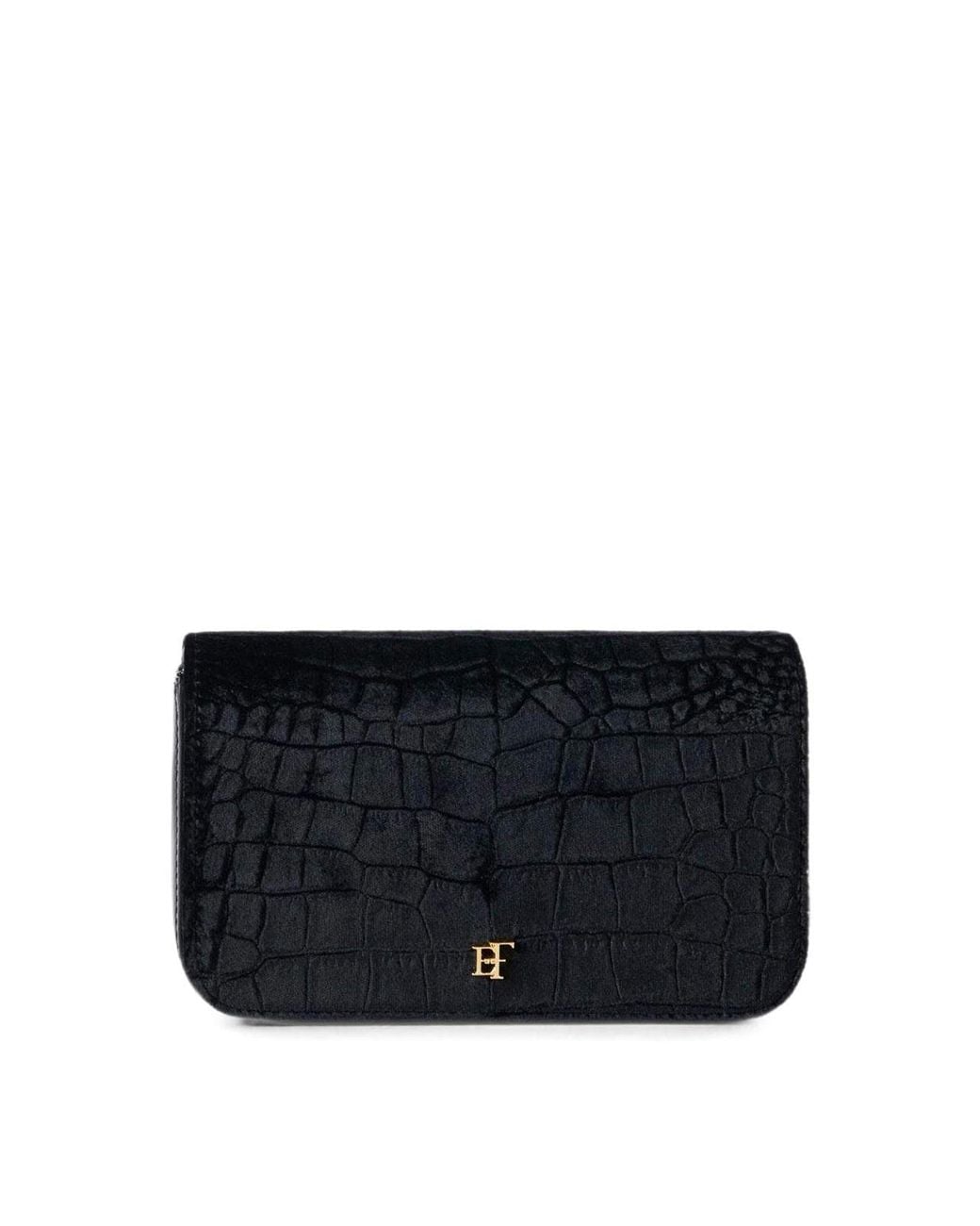 Elisabetta Franchi Black Crocodile-Effect Faux Leather Bag