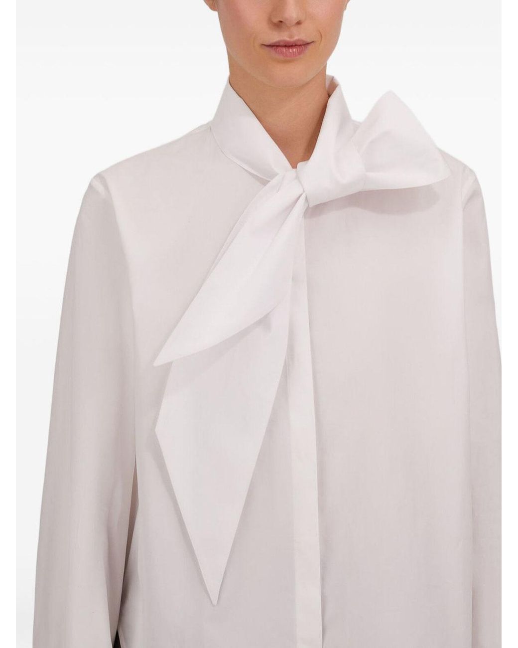 Herno White Cotton Shirt With Lavallire Collar