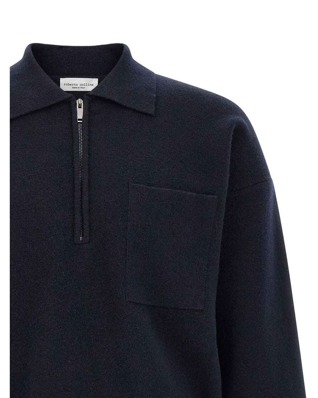 Roberto Collina Blue Merino Wool Polo Shirt for men