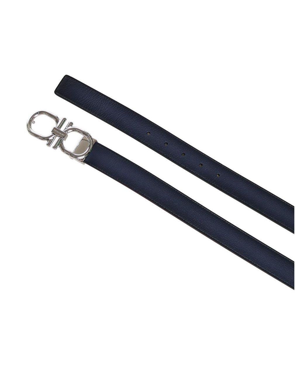 Ferragamo Blue Leather Gancini Belt for men