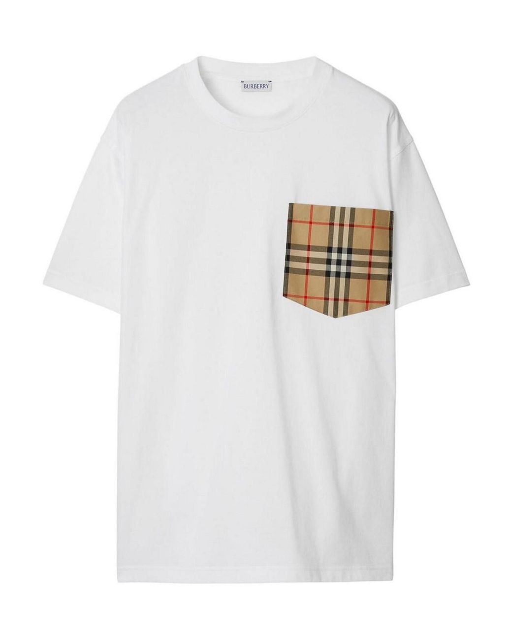 Burberry White Cotton Check-Pocket T-Shirt