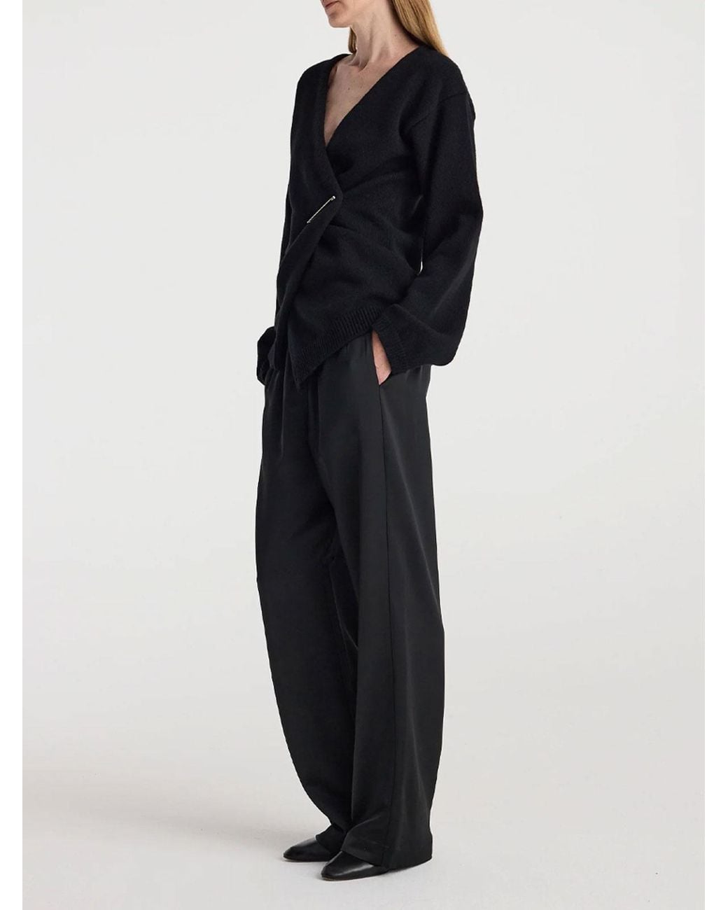 Rohe Black Off-Shoulder Wrap Cardigan