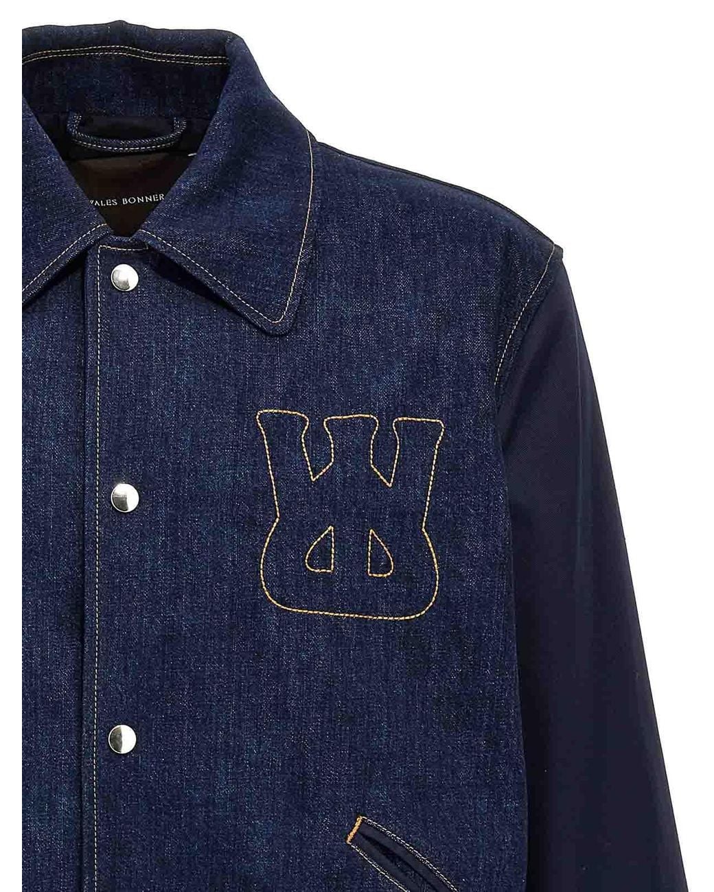 Wales Bonner Blue The Echo Denim Varsity Jacket for men
