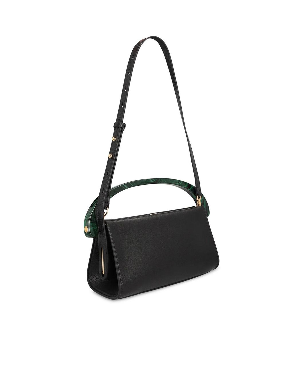 Dries Van Noten Black Small Smooth Leather Bag With Resin Handle