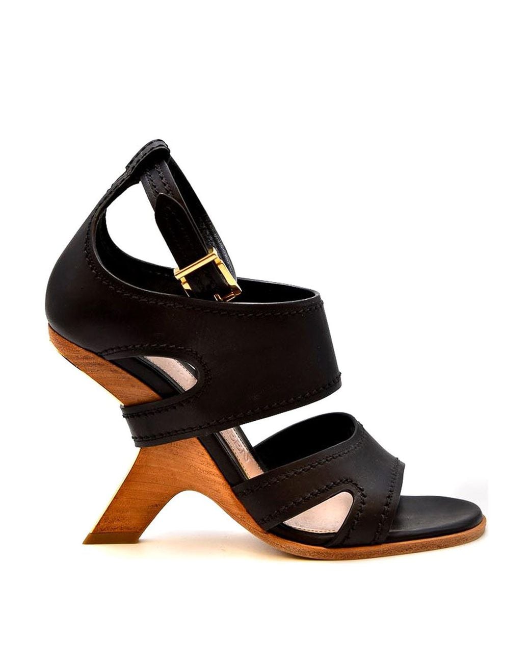 McQueen Black Leather Sandals