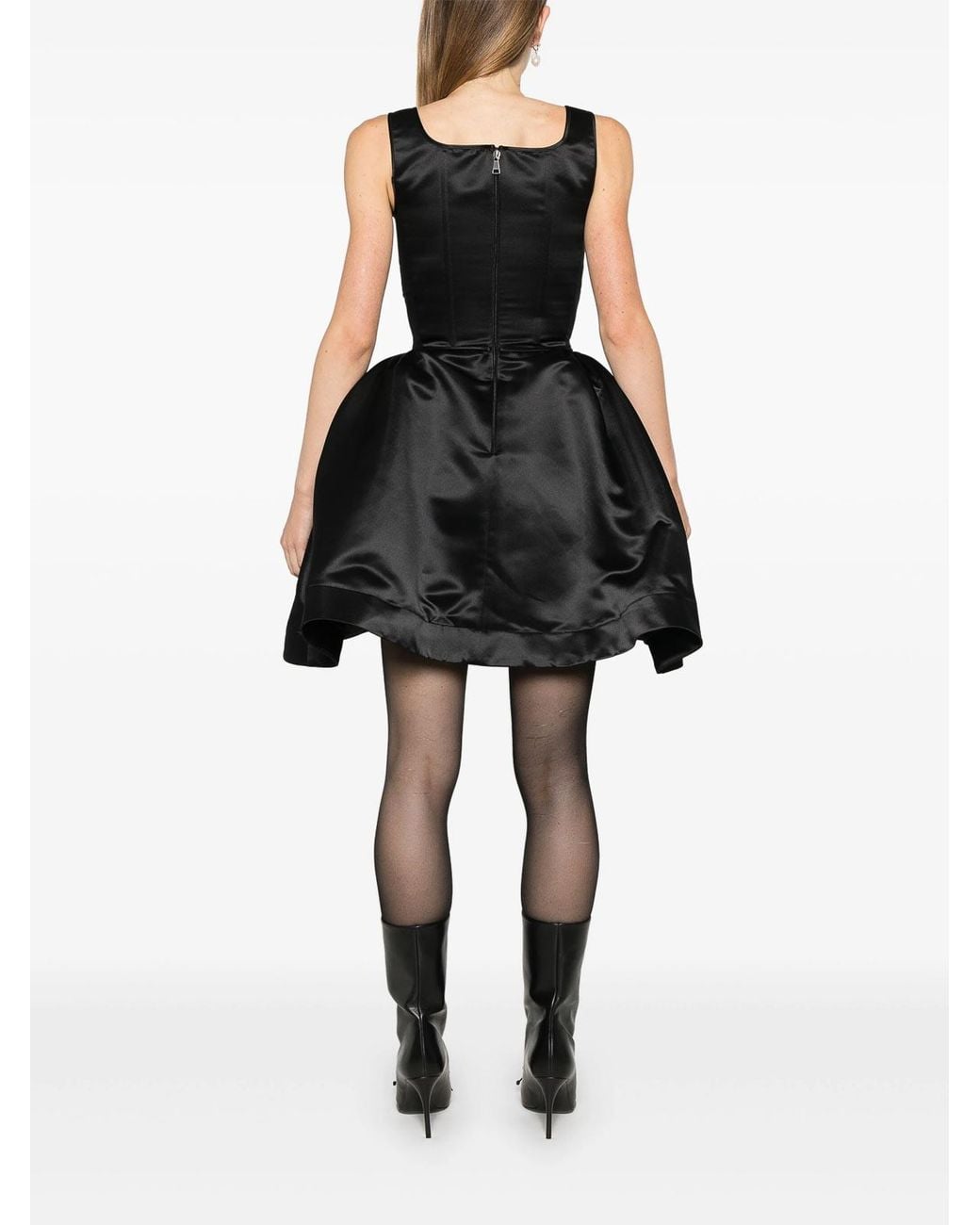 Vivetta Black Duchess Satin Mini Bustier Dress