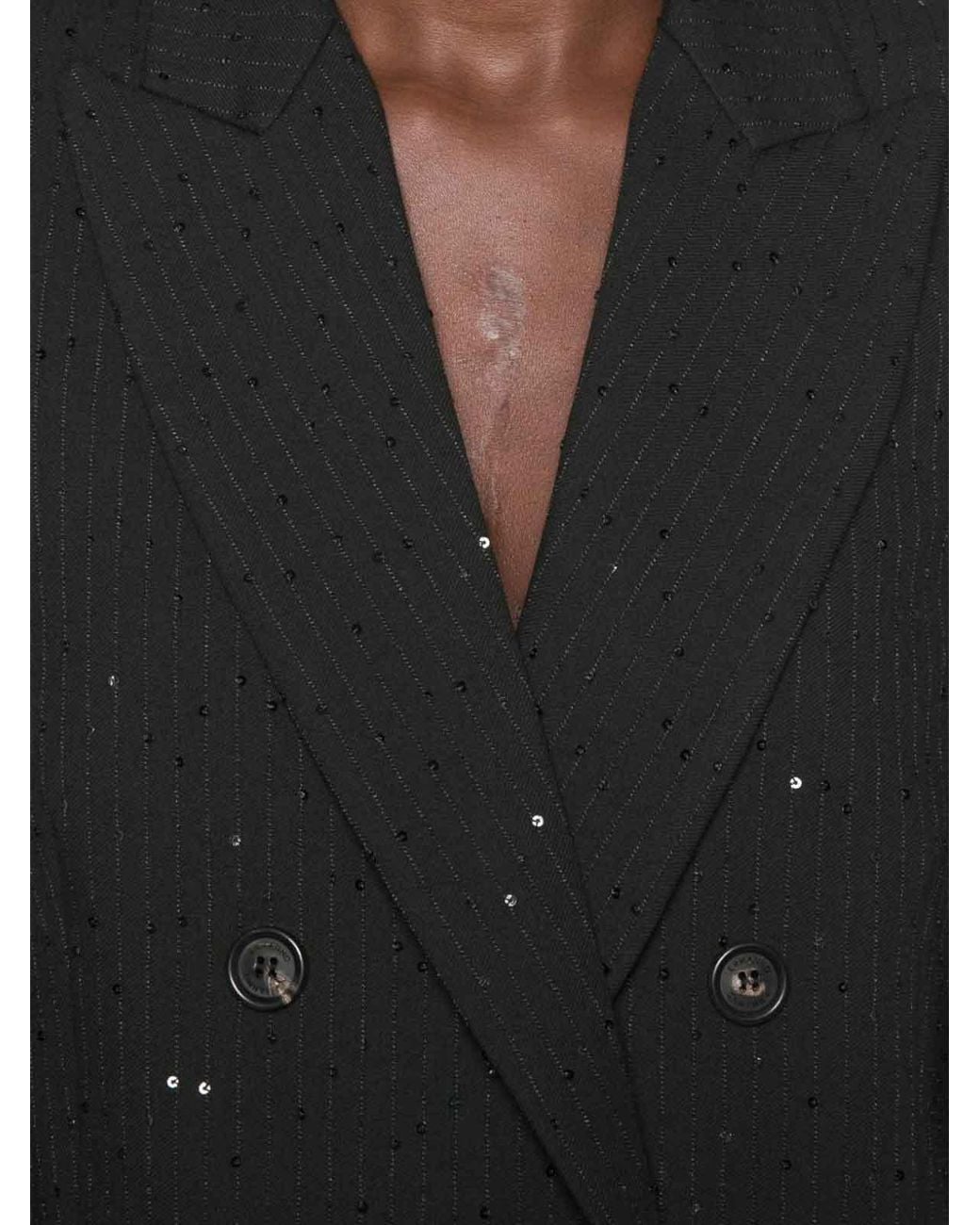 ERMANNO FIRENZE Black Wool Double-Breasted Jacket