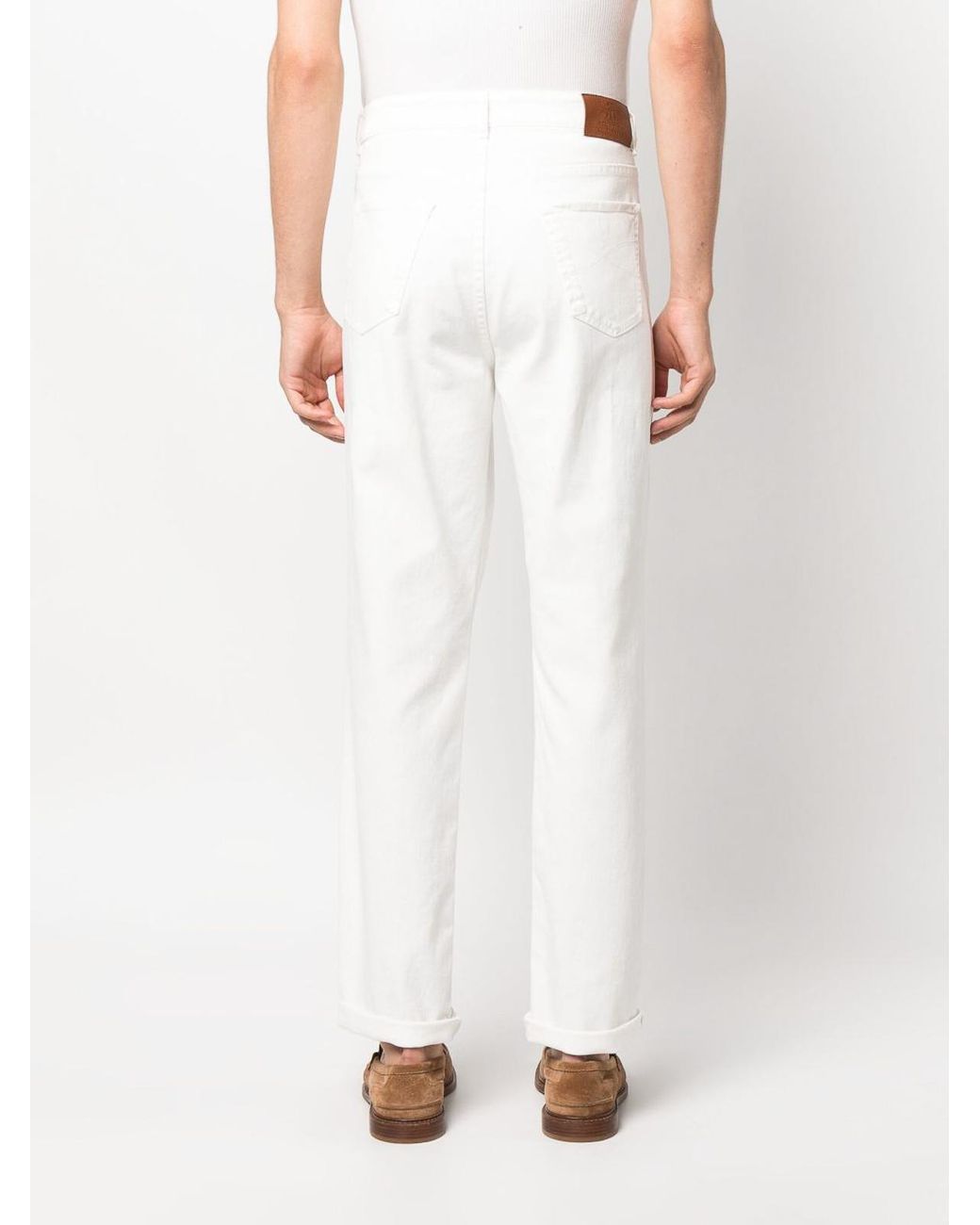 Brunello Cucinelli White Dyed Denim Pants for men