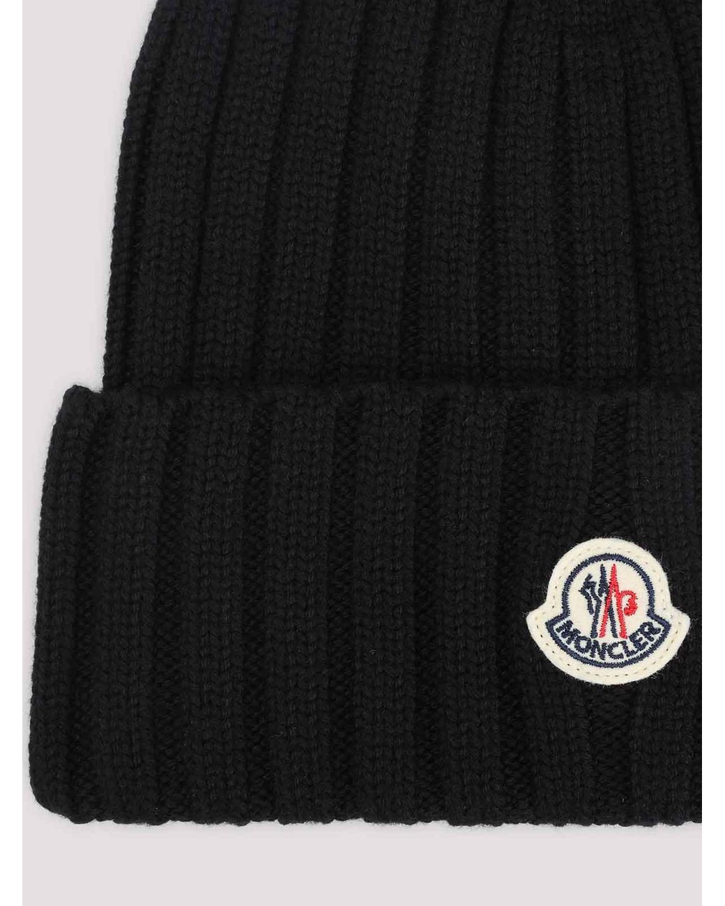 Moncler Black Virgin Wool Hat