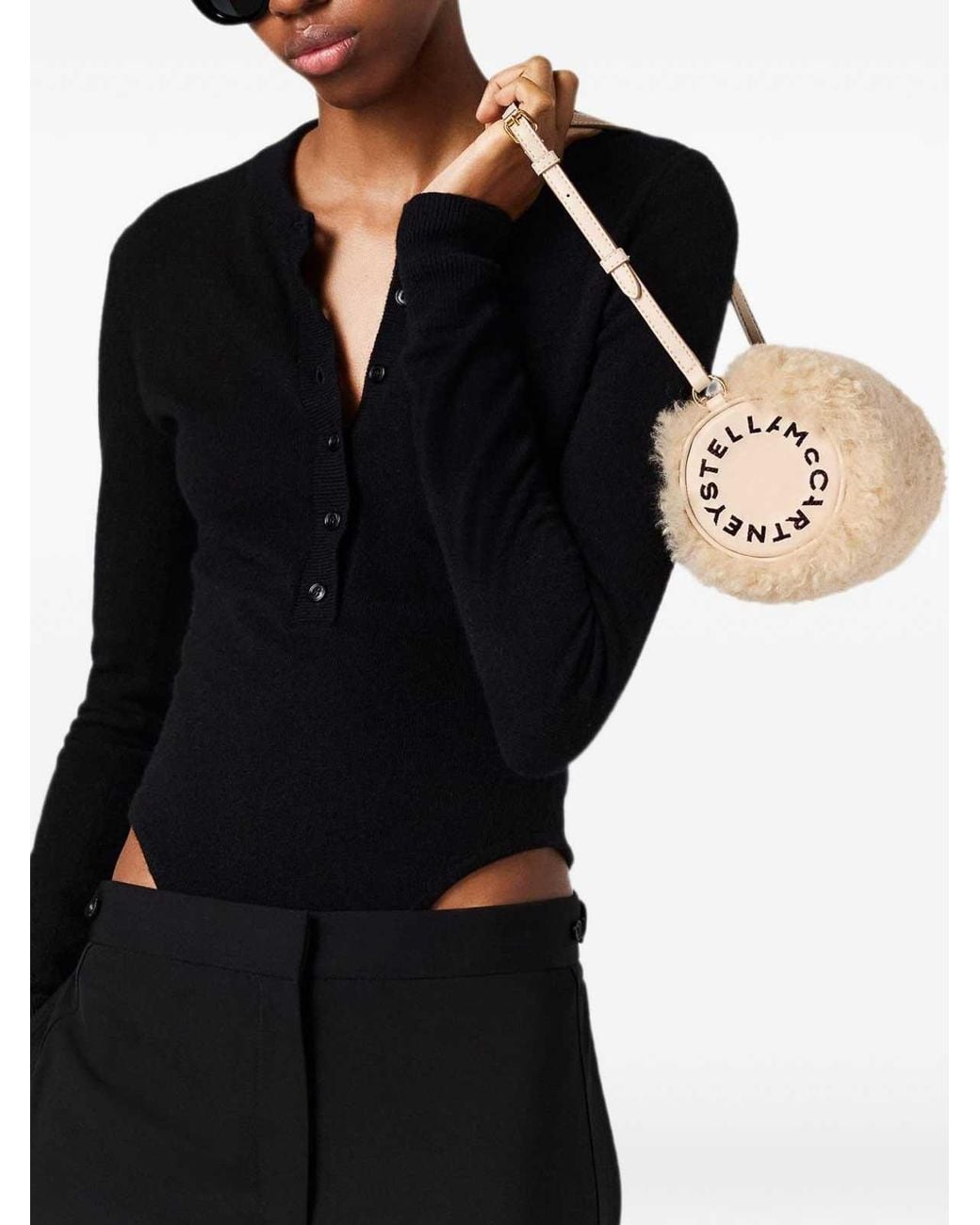 Stella McCartney Natural Stella Logo Shearling Pouch