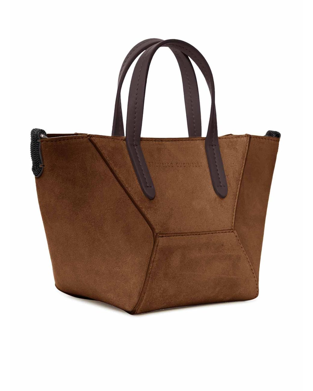 Brunello Cucinelli Brown Mini Suede Bag With Shoulder Strap
