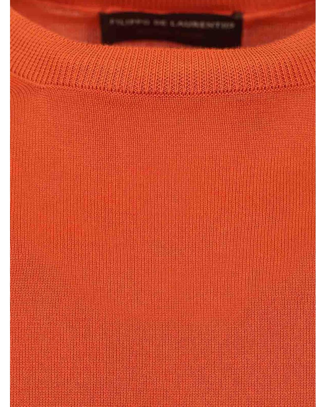 FILIPPO DE LAURENTIIS Orange Crew Neck T-Shirt for men