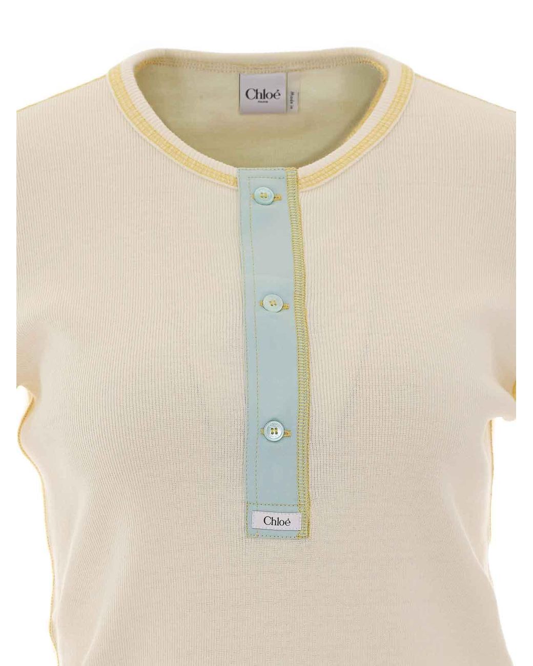 Chloé Natural Fitted Henley Shirt
