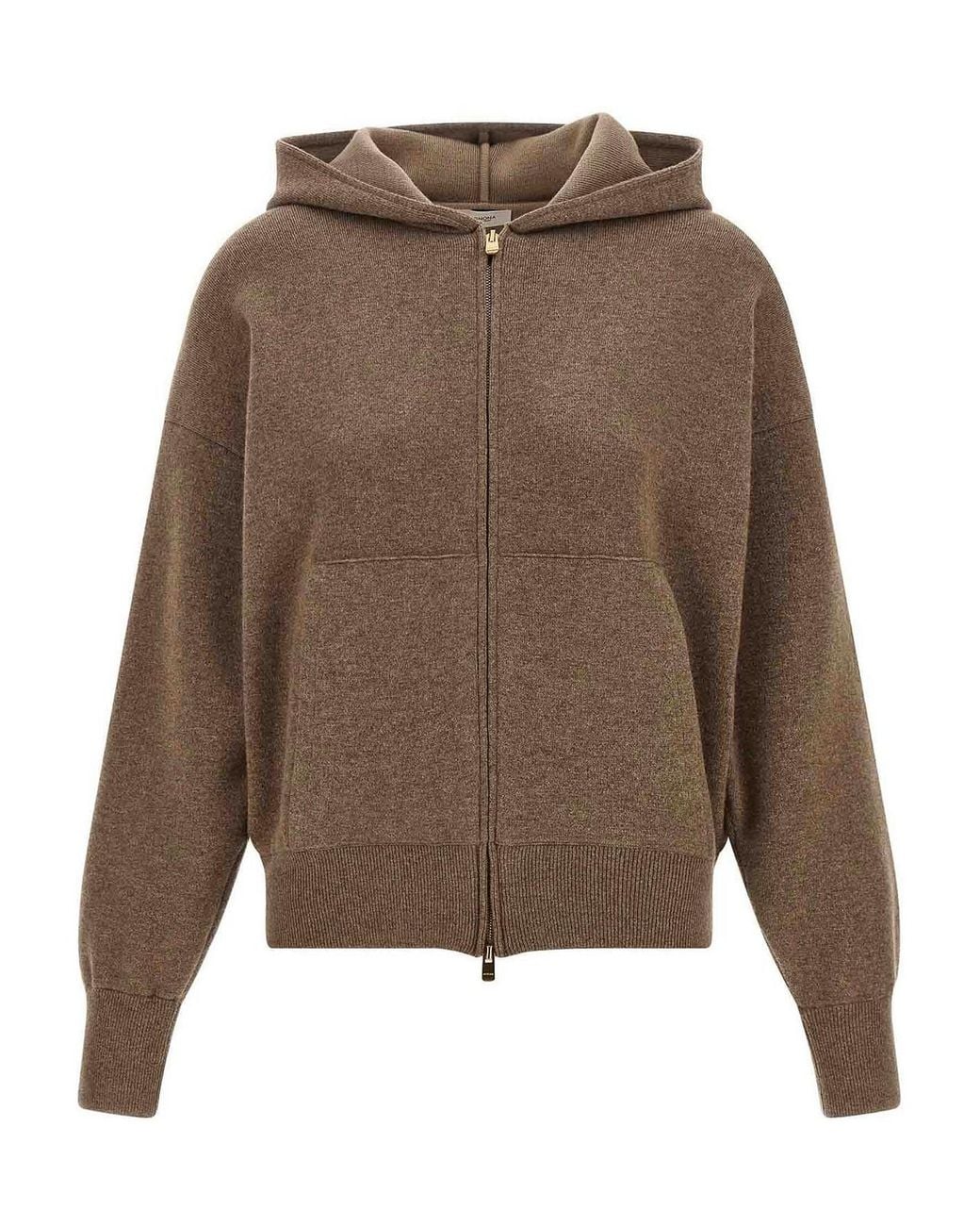 Agnona Brown Zipped Hooded Sweater